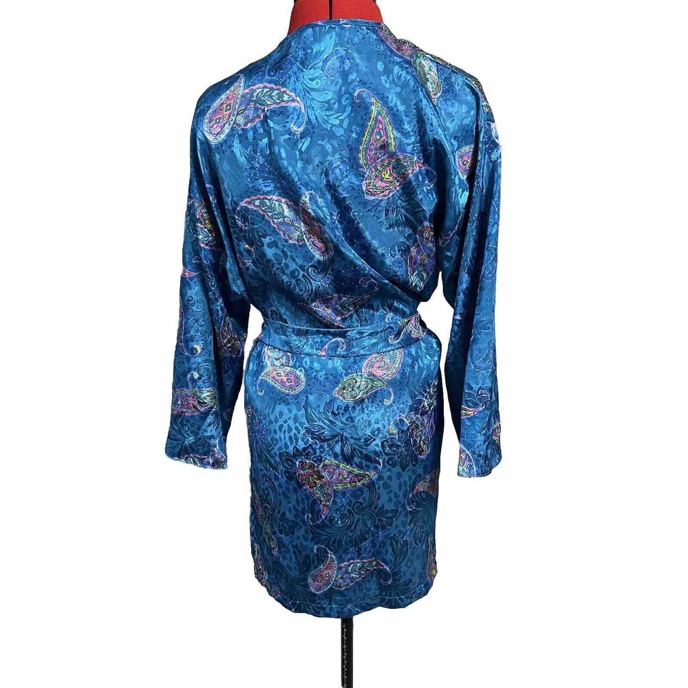 Vintage pajama set Inner Most Robe And Pant Blue Paisley Size Small - Picture 5 of 9